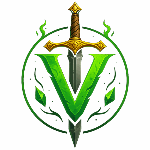 Logo von Verenthia TCG – ein Schwert durch ein V in einem Kreis